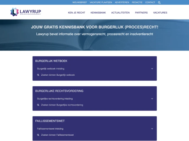 Lawyrup Juridische Kennisbank website