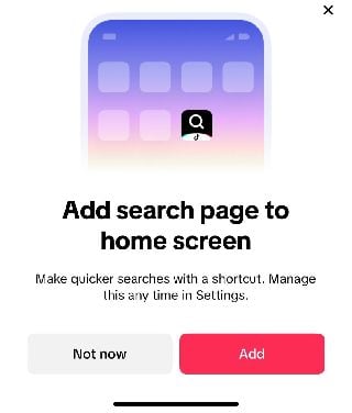 add screen page to home screen