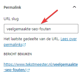 De URL (of permalink) aanpassen in WordPress.
