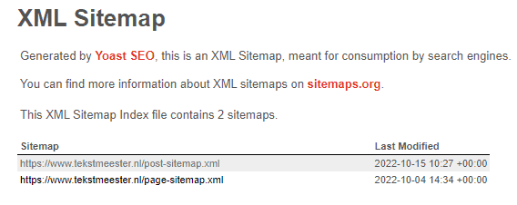 XML-sitemap in Yoast SEO.