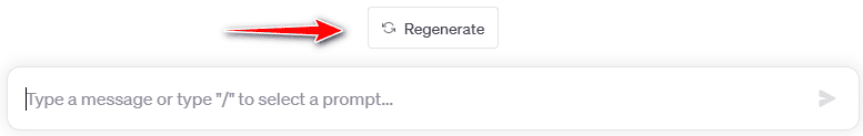 Een nieuw antwoord genereren in ChatGPT met de knop 'regenerate'.